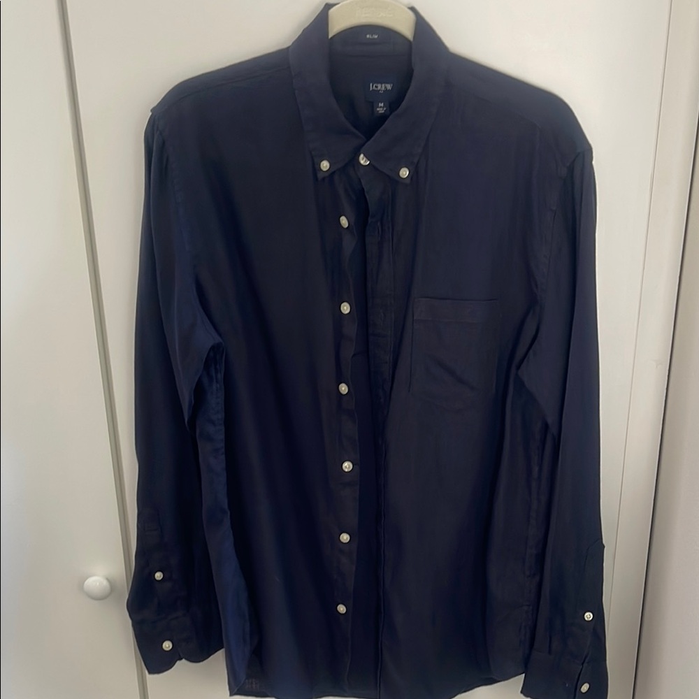 J.Crew Linen Navy Blue Men's Shirt